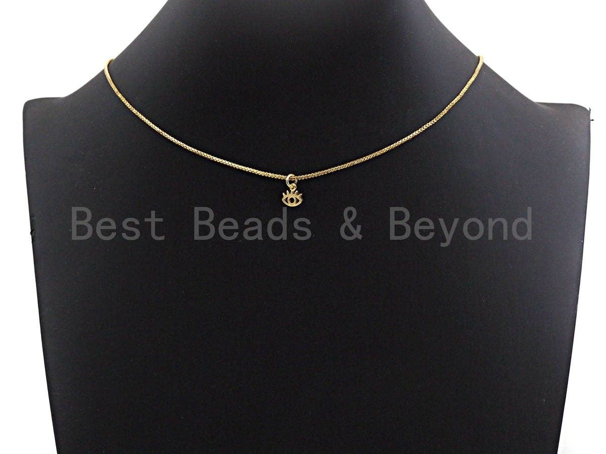 Hollow Out Evil Eye Long eyelash Shape Pendant/Charm, Evil Eye Cubic Zirconia Pendant,24K Gold Tone,7x8mm,Sku#Z591