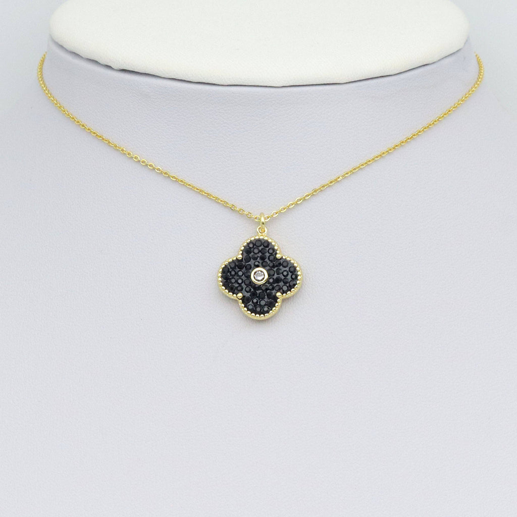 White Black Flower Charm Pendant, Sku#FH234