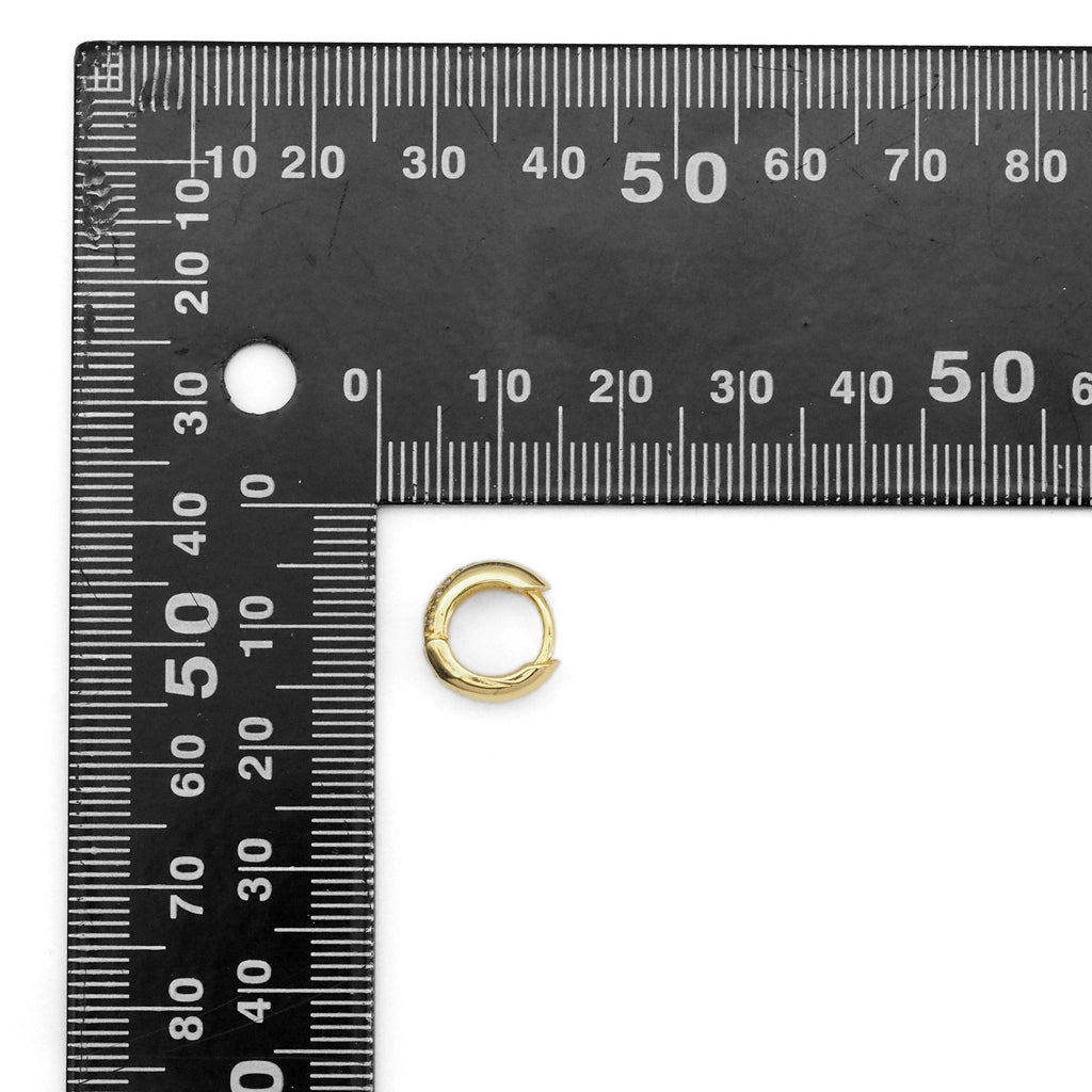 Gold Silver Thick Small Huggie with CZ Line earrings, Sku#A125