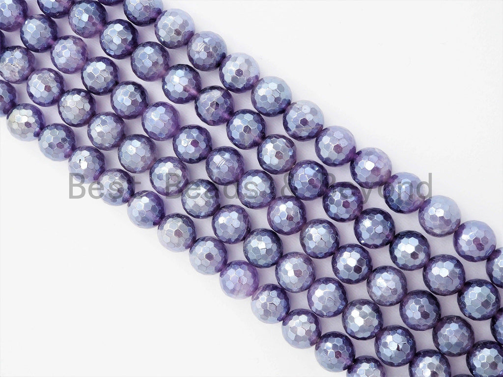 Mystic Plated Amethyst Round Faceted beads, 6mm 8mm 10mm 12mm, Loose Purple Gemstone Beads, 15.5 inch strand, SKU#U362