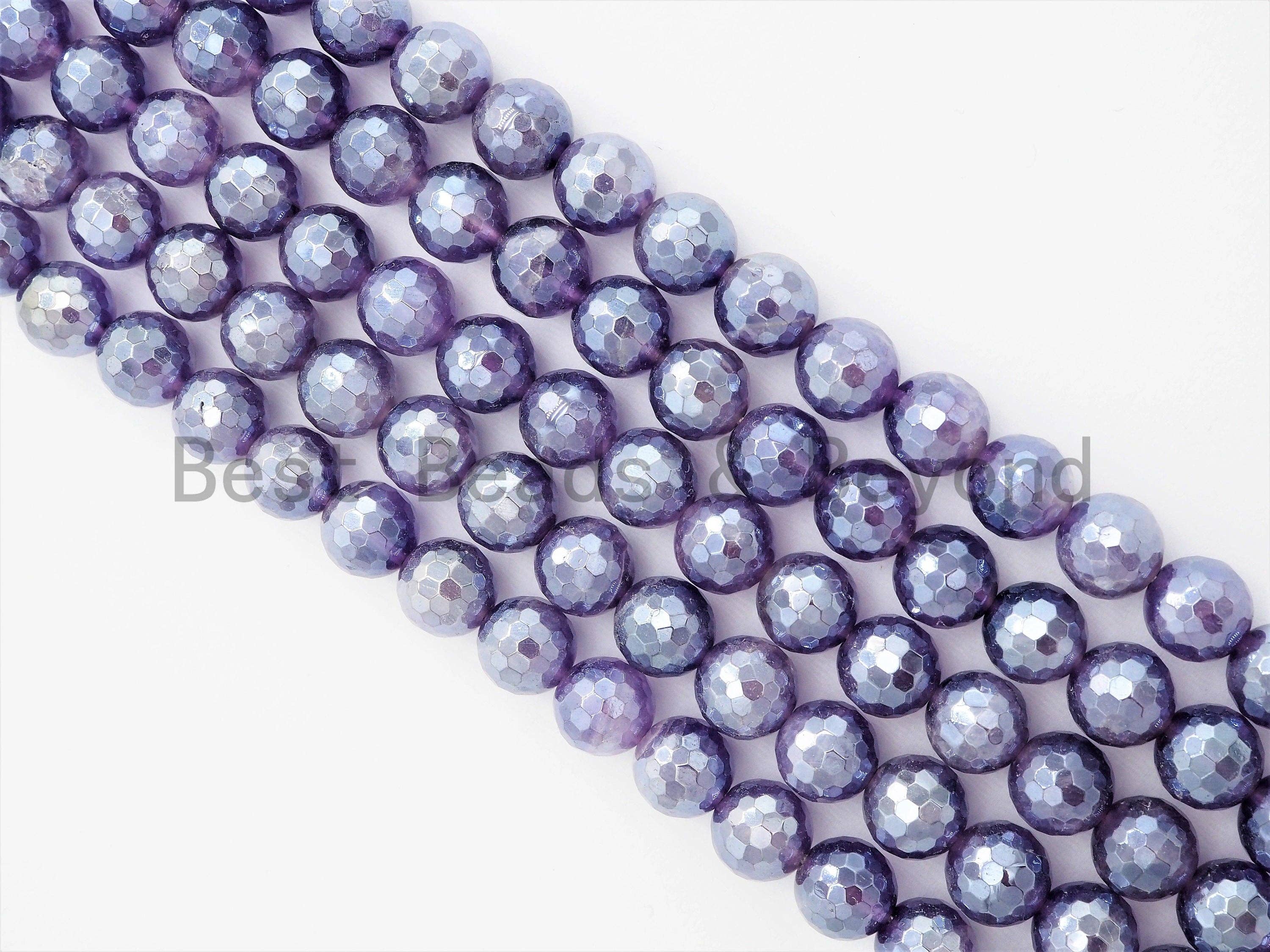 Mystic Plated Amethyst Round Faceted beads, 6mm 8mm 10mm 12mm, Loose Purple Gemstone Beads, 15.5 inch strand, SKU#U362