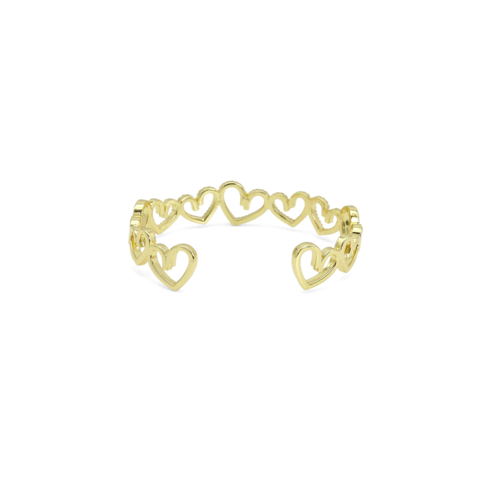 Gold CZ Twisted Heart Adjustable Bracelet, Sku#LK950
