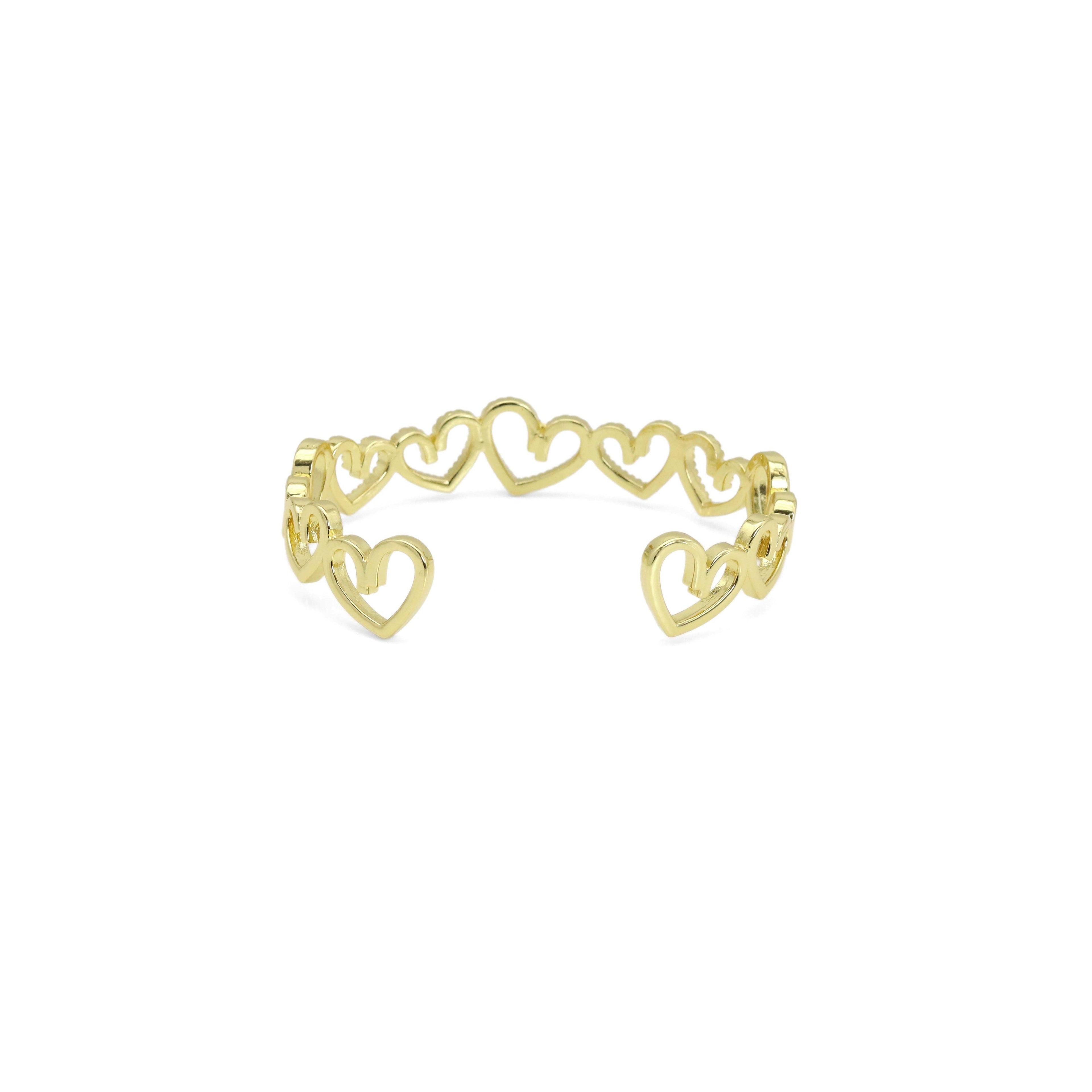 Gold CZ Twisted Heart Adjustable Bracelet, Sku#LK950