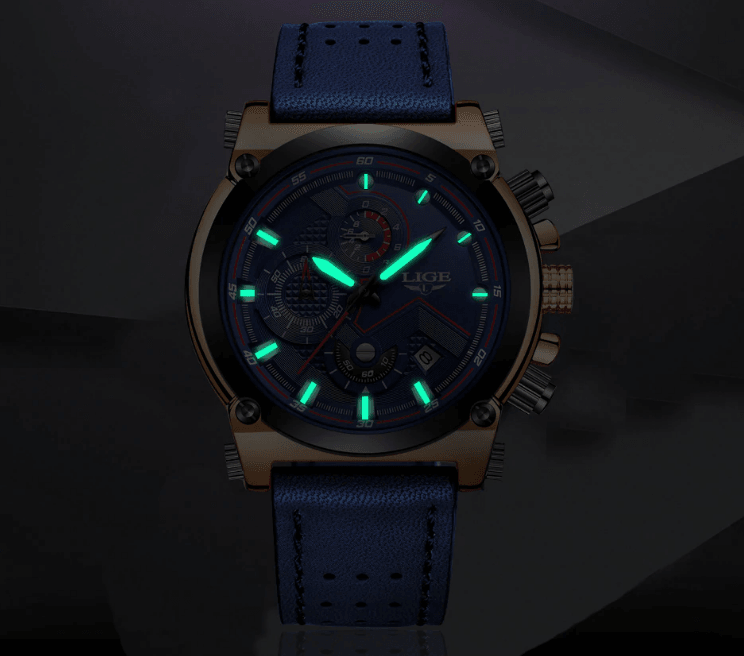 Montre Moderne Étanche pour Homme avec Bracelets en Cuir, Boîtier en Acier Inoxydable, Excellent Look, Cadeau Parfait