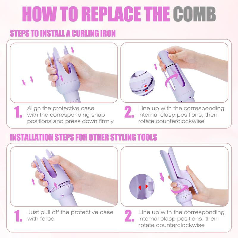 Curling Iron Wand -5 in 1 Curling Wand Set with 3 Barrel Hair Crimper for Women, Fast Heating Crimper Wand Curler in All Hair Type, Women Gifts