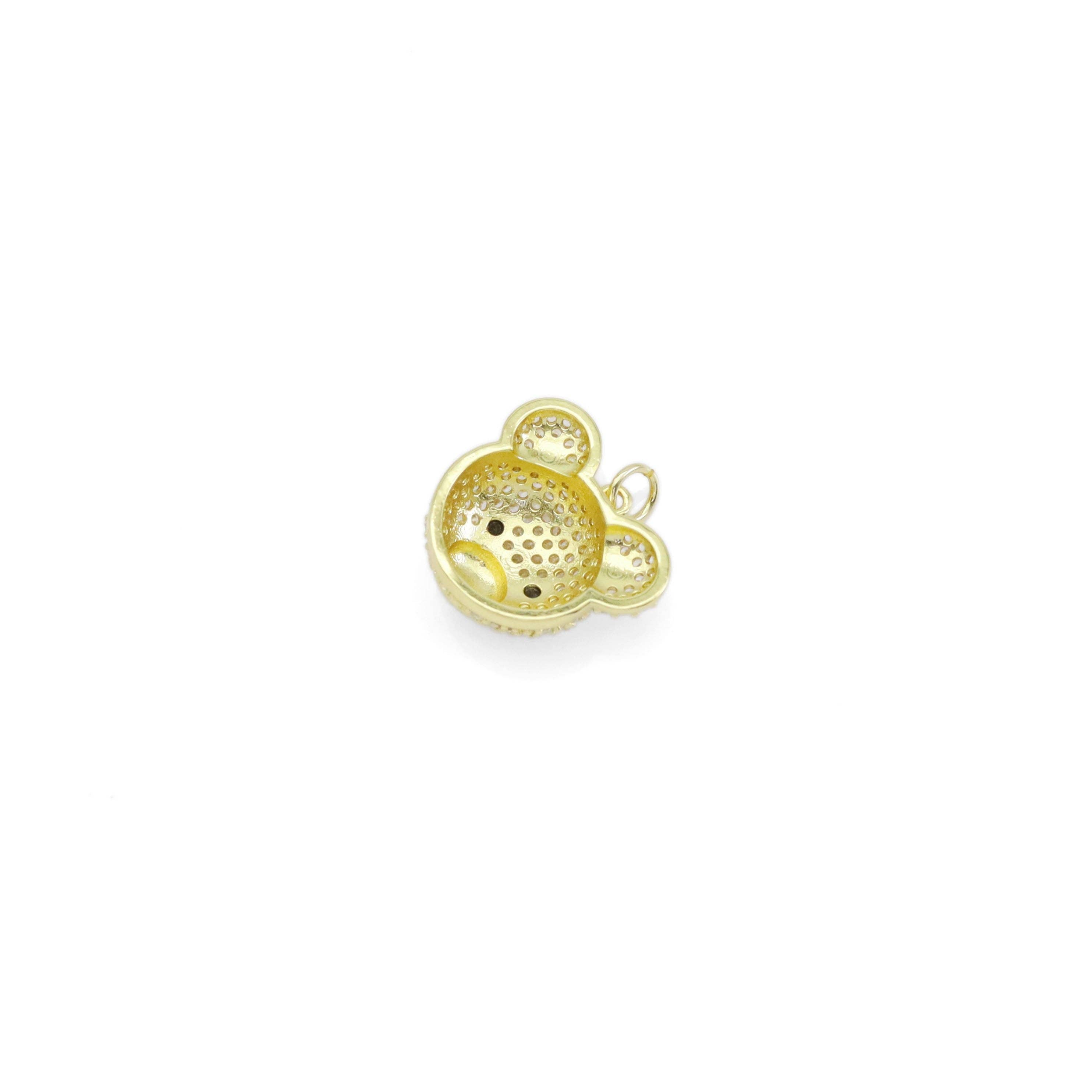 Clear Pink CZ Bear Head Shape Charm, Sku#A154
