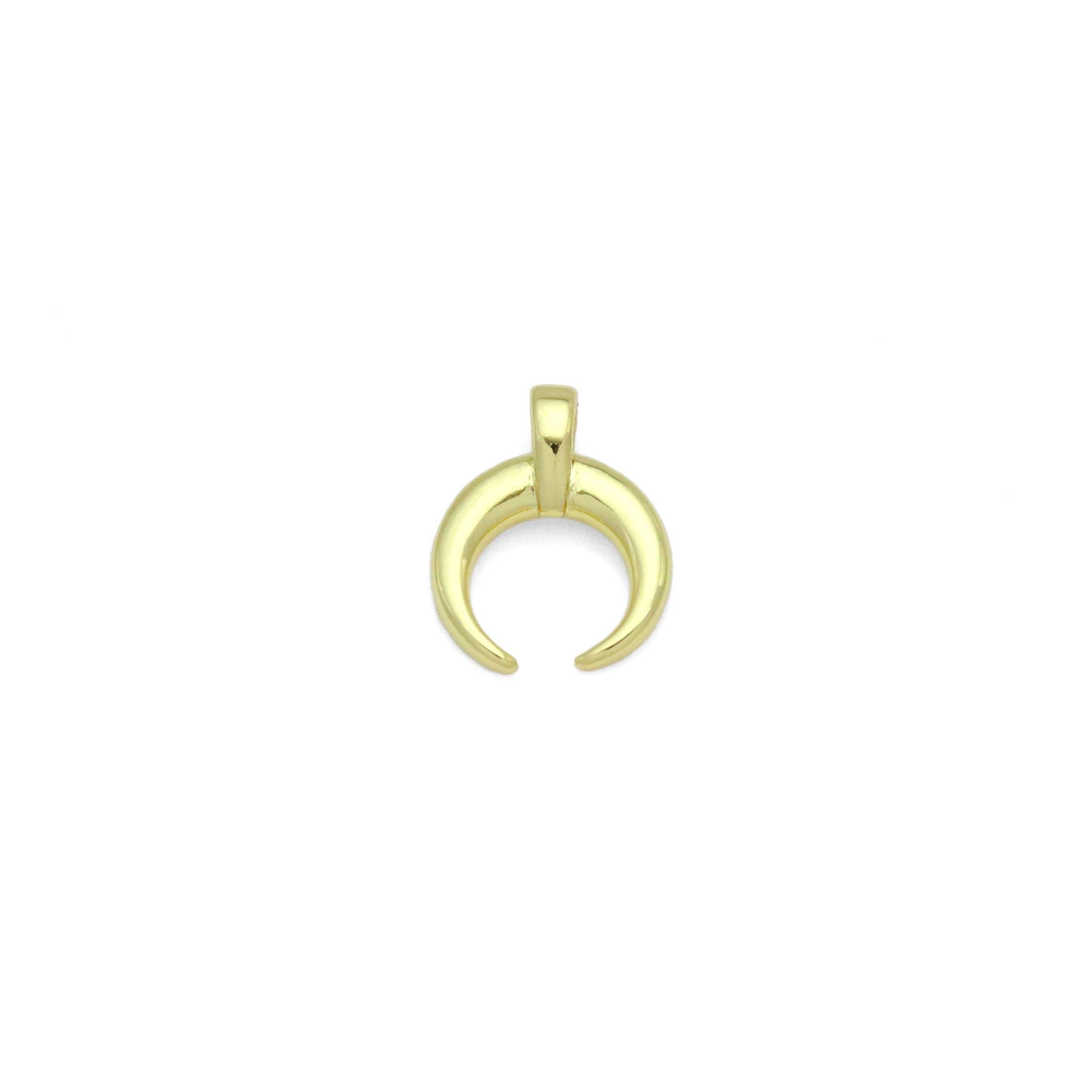 Plain Gold Horn Shape Charm Pendant, Sku#LK1055