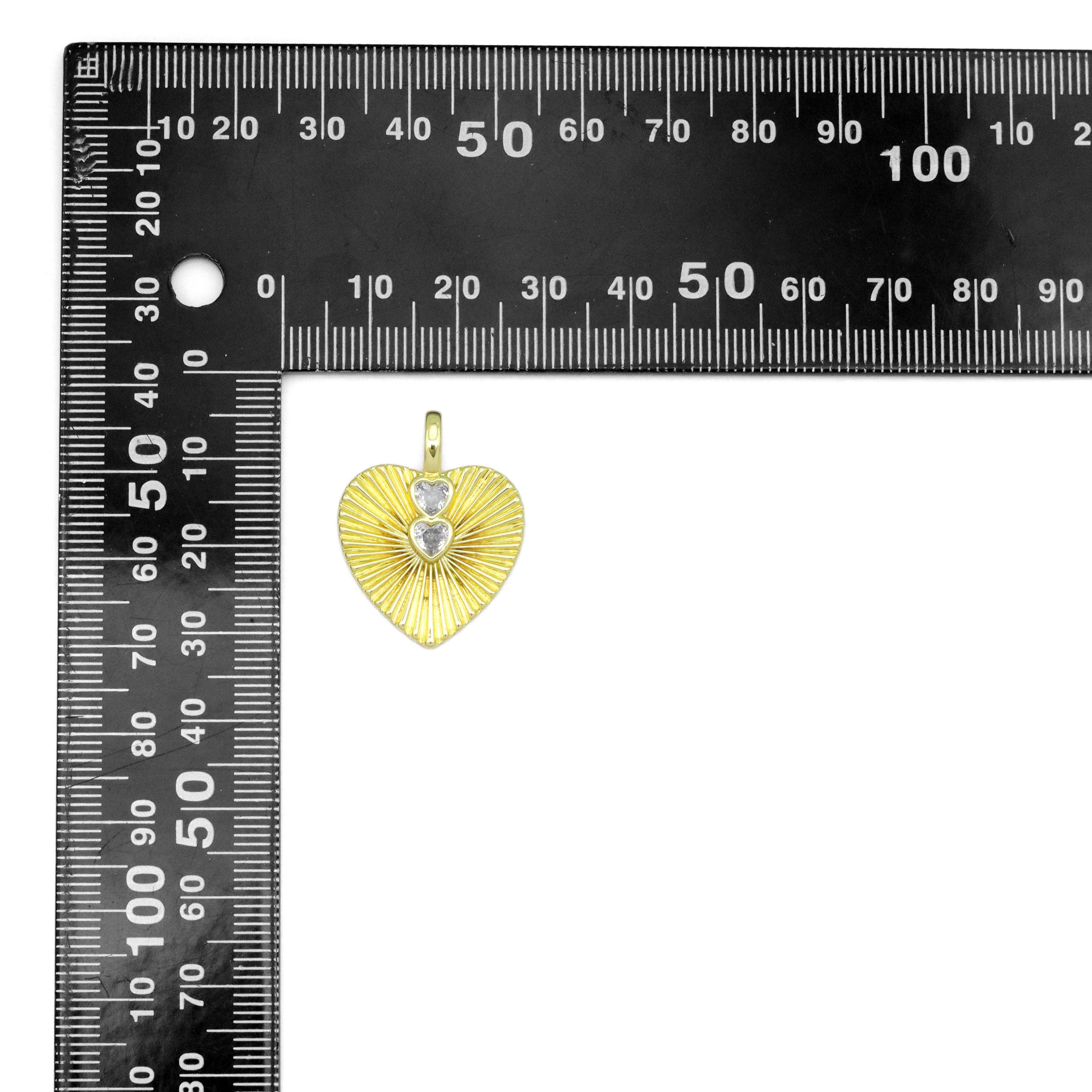 Cystal CZ Heart on Radical Heart Charm Pendant, Sku#LX755