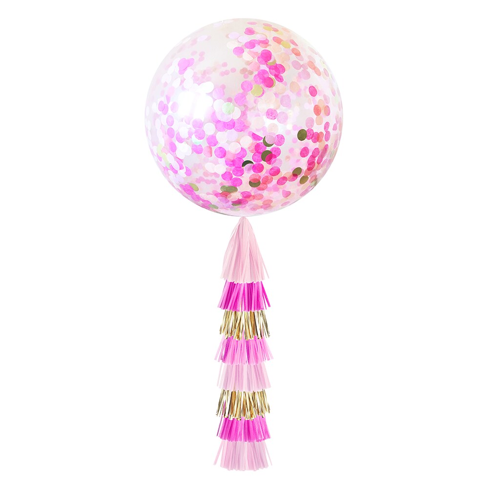 Jumbo Confetti Balloon & Tassel Tail - Pink