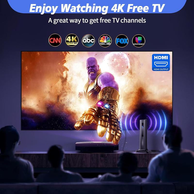 Ultimate Smart HDTV Antenna - Indoor/Outdoor, Amplified Signal Booster, 5M Cable & 3M Double-Sided Tape, Supports 4K & 1080P for All TVs