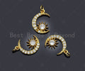 Dainty CZ Micro Pave Moon Star Charm/Pendant, Moon Shape Charm, Gold Pendant, Gold plated charm, 10x14mm, Sku#JL07