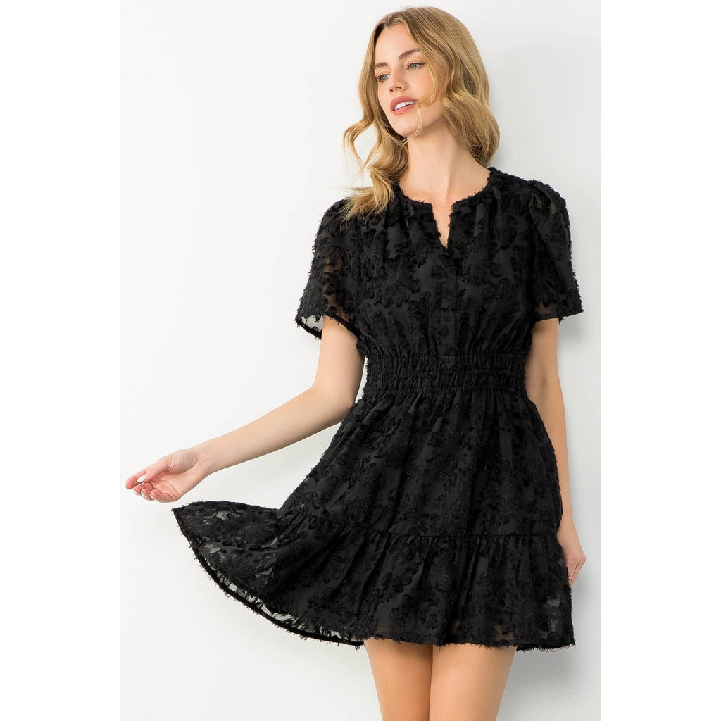 Rosalie - Fringe Detail Flutter Mini Dress