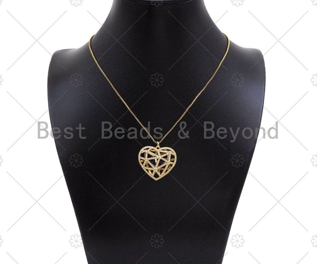 CZ Micro Pave 3D Heart Cage Shape Pendant/Charm, SKU#L492