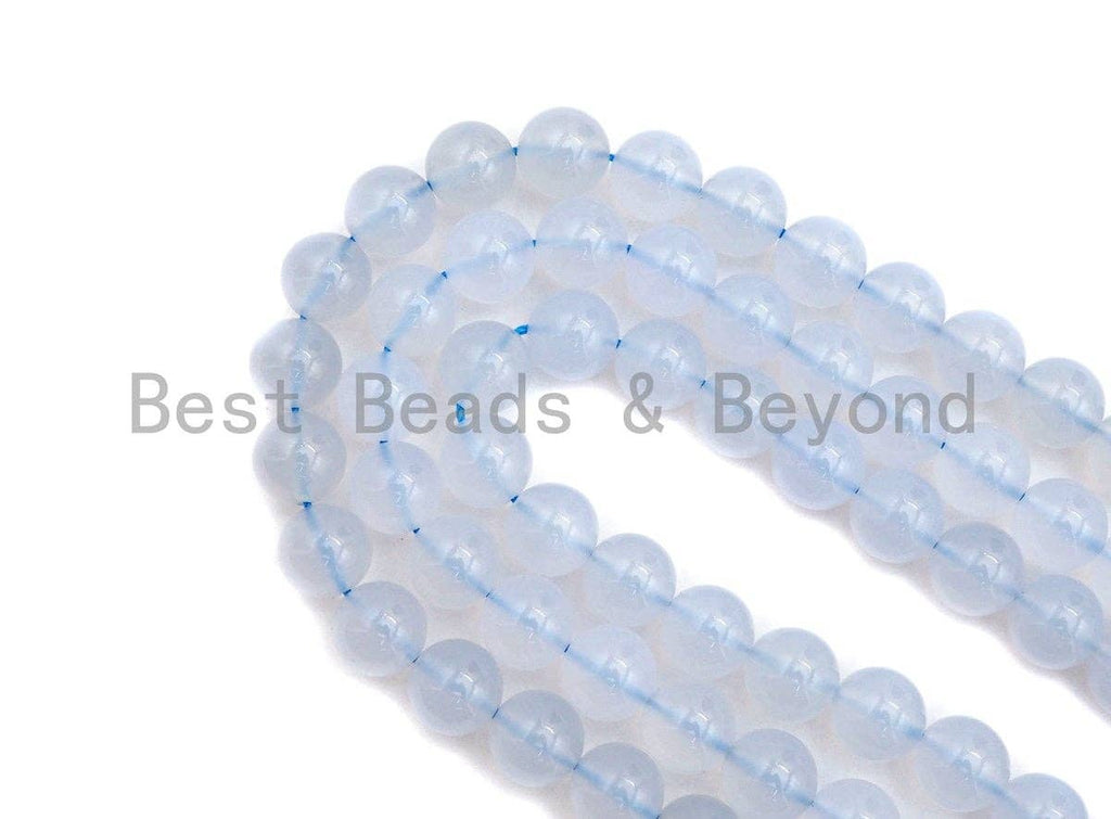 High Quality Blue Chalcedony Round Smooth 8mm/10mm, Blue Chalcedony Beads, Sku#U574
