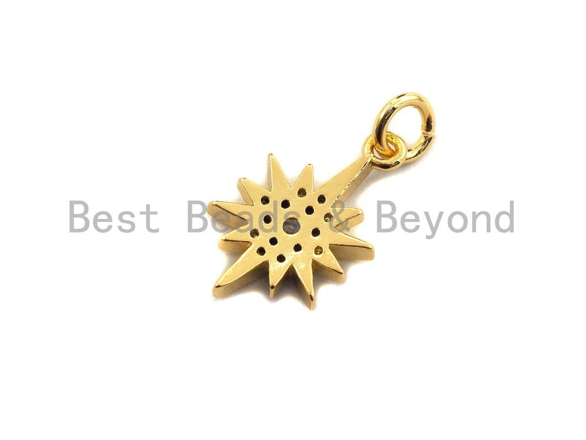 Clear CZ Micro Pave North Star Shaped Pendant/Charm, Gold/Rose gold Star Cubic Zirconia Pendant Charm,10x17mm,sku#Z588
