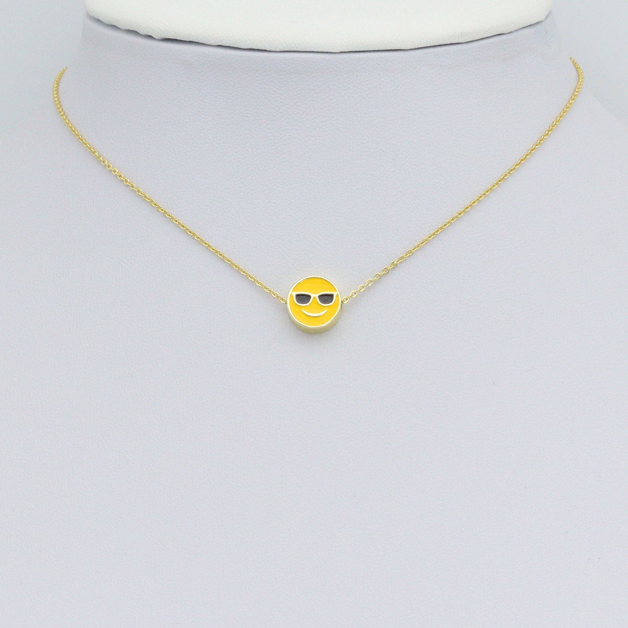Yellow Enamel Cool Smiley Face with Sunglass spacer beads, Sku#LK1111