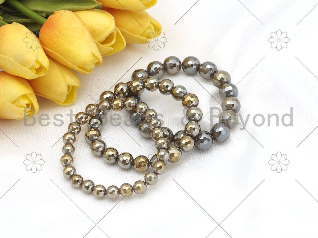 Mystic Grey/Champaign Agate Stretchy Bracelet, Sku#EF60