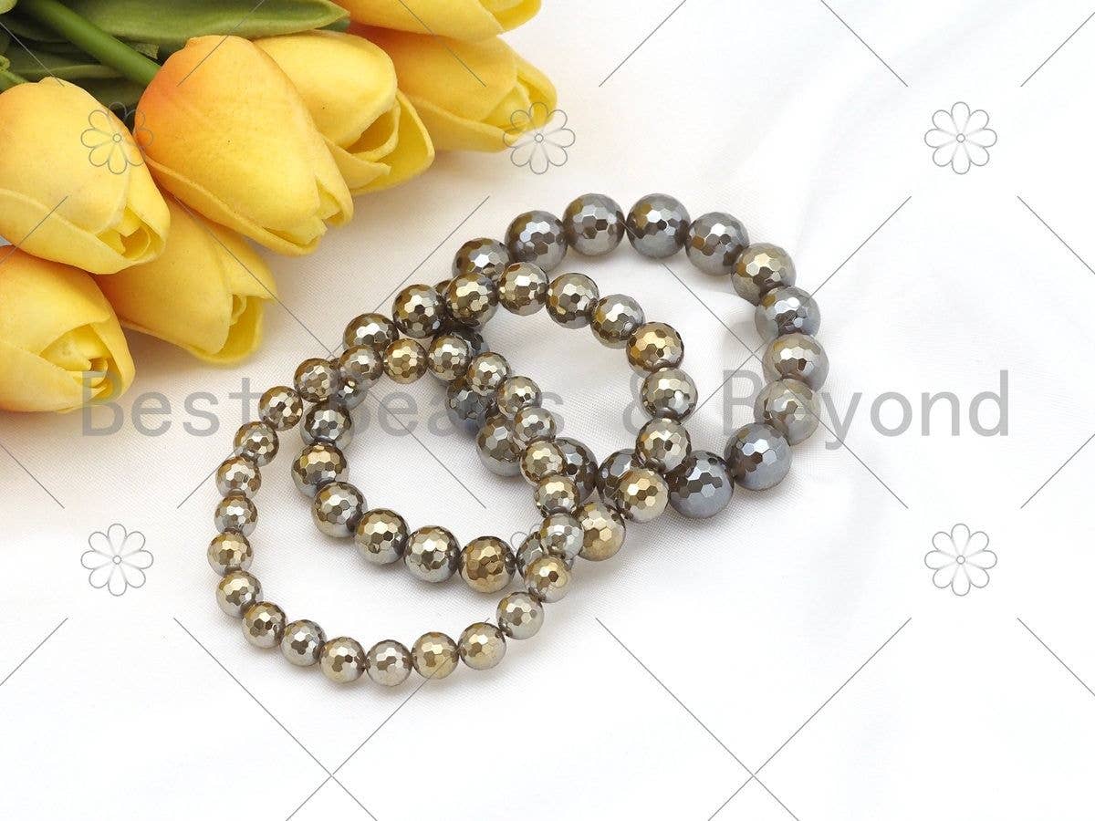 Mystic Grey/Champaign Agate Stretchy Bracelet, Sku#EF60
