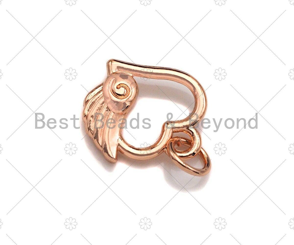 CZ Micro Pave Heart With Wing Shape Pendant/Charm, Heart Cubic Zirconia Pendant, Black/Gold/Rose Gold /Silver Tone, 13mm, Sku#Y284