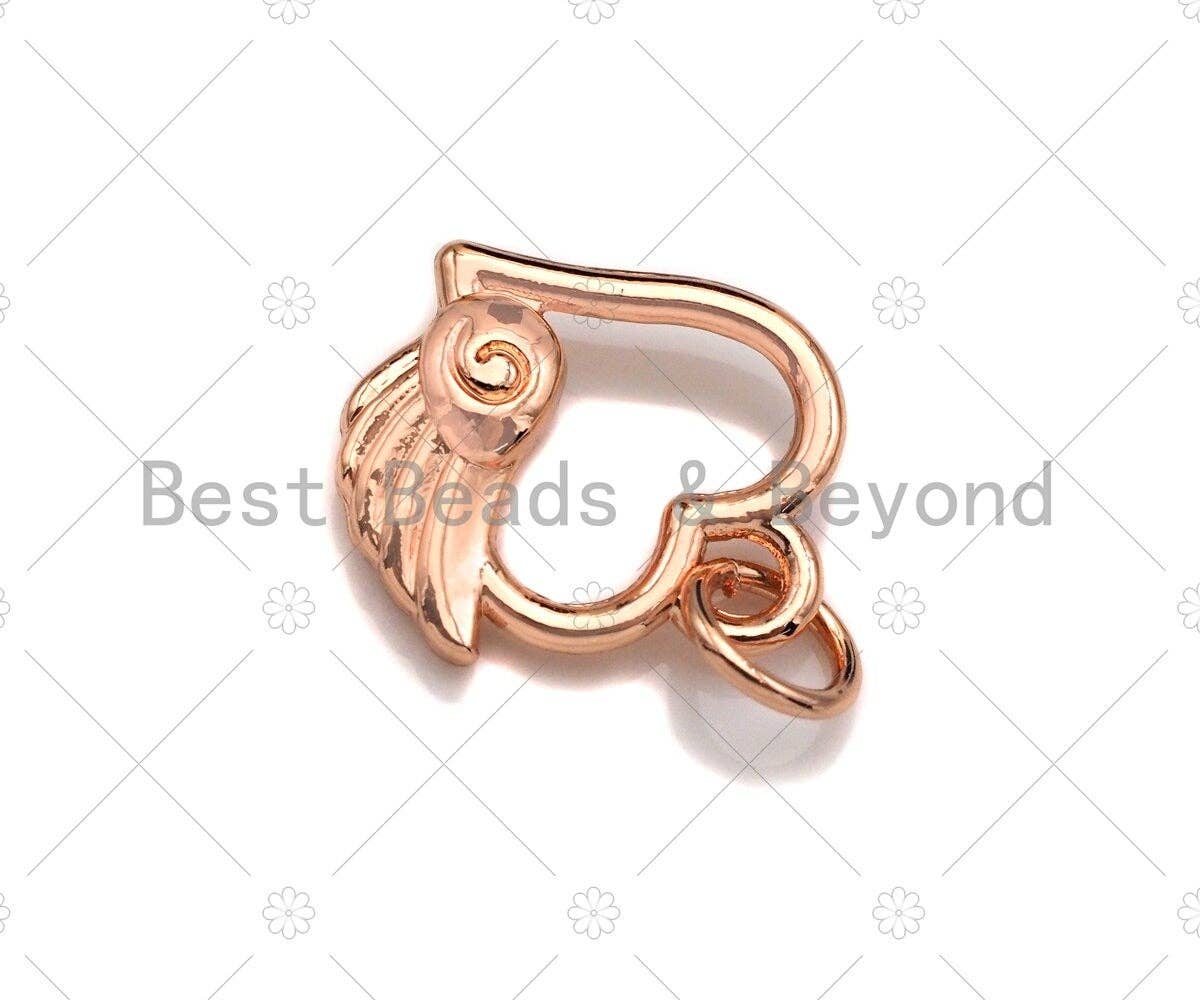 CZ Micro Pave Heart With Wing Shape Pendant/Charm, Heart Cubic Zirconia Pendant, Black/Gold/Rose Gold /Silver Tone, 13mm, Sku#Y284