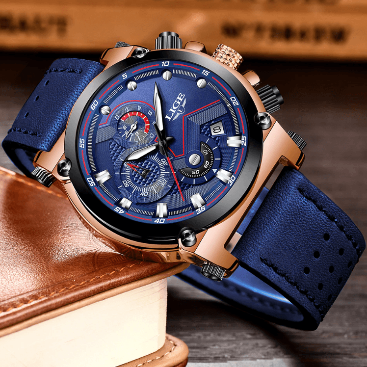 Montre Moderne Étanche pour Homme avec Bracelets en Cuir, Boîtier en Acier Inoxydable, Excellent Look, Cadeau Parfait