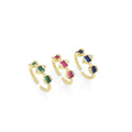 Gold Green Fuchsia Cobalt Blue CZ Double Point Adjustable Ring, Sku#LX324