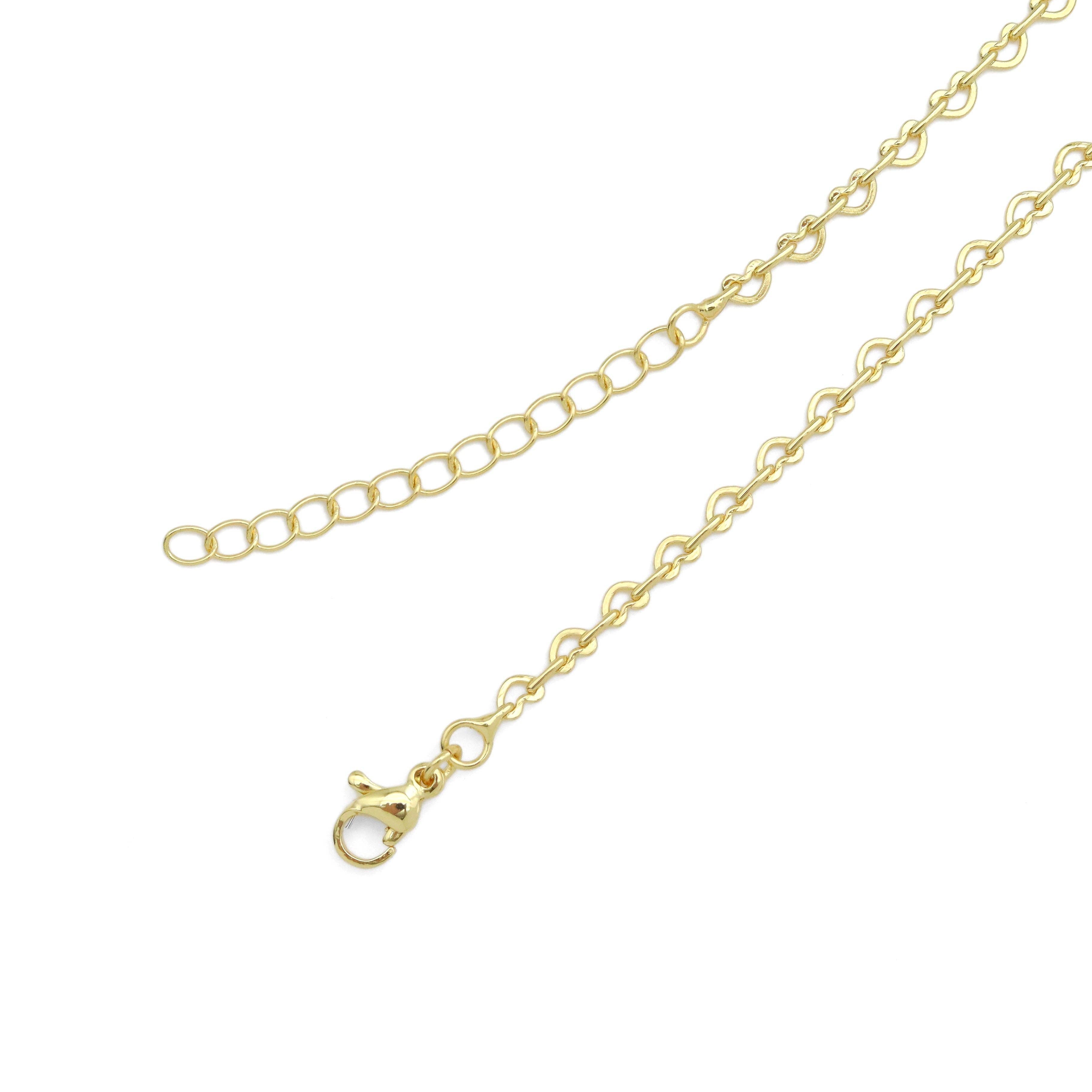 Gold Heart Link Chain Necklace, Sku#LD585