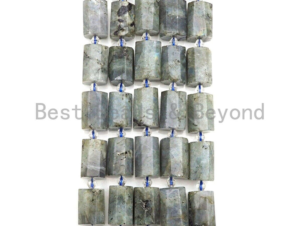 High Quality Natural Labradorite Cylinder Facted Beads, Natural Labradorite beads, 12x18mm, sku#U665