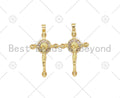 CZ Micro Pave Jesus On Cross Shape Pendant,18K Gold Filled Cross Charm, Necklace Bracelet Jesus Charm Pendant, 41x25mm,Sku#LK411