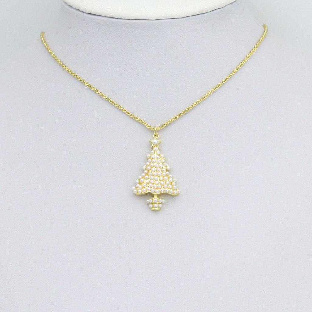 White Pearl Christmas Trees Charm Pendant,Sku#A480