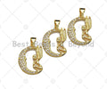 CZ Micro Pave Angle On Cresent Moon Pendant/Charm,Cubic Zirconia Charm, Necklace Bracelet Charm Pendant,16x20mm, Sku#JL17