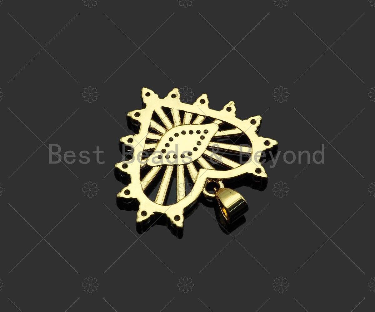 Gold Filled CZ Micro Pave Evil Eye On Heart Shape Pendant, 18K Gold Filled Heart Charm, Necklace Bracelet Charm Pendant, 27x24mm,Sku#LD93