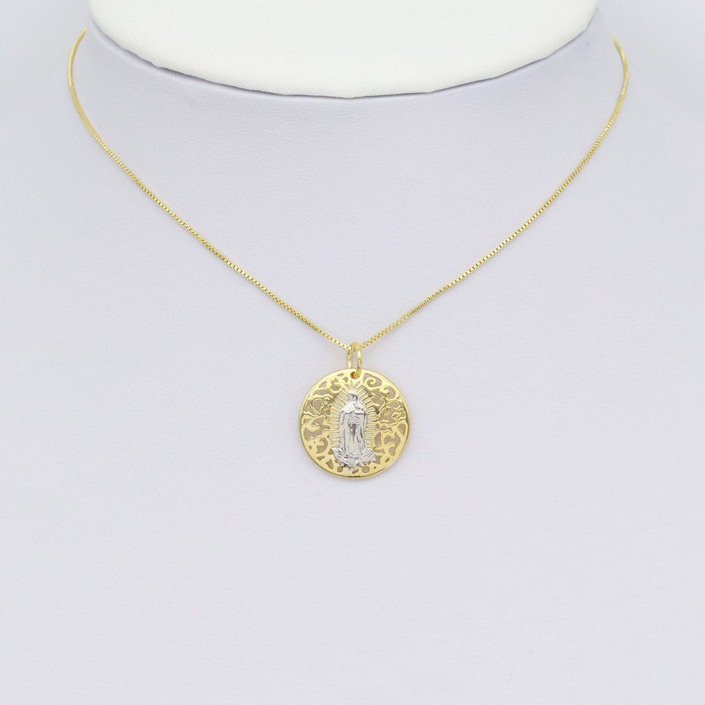 Dual color Virgin Mary Filigree Charm, Sku#Z1479
