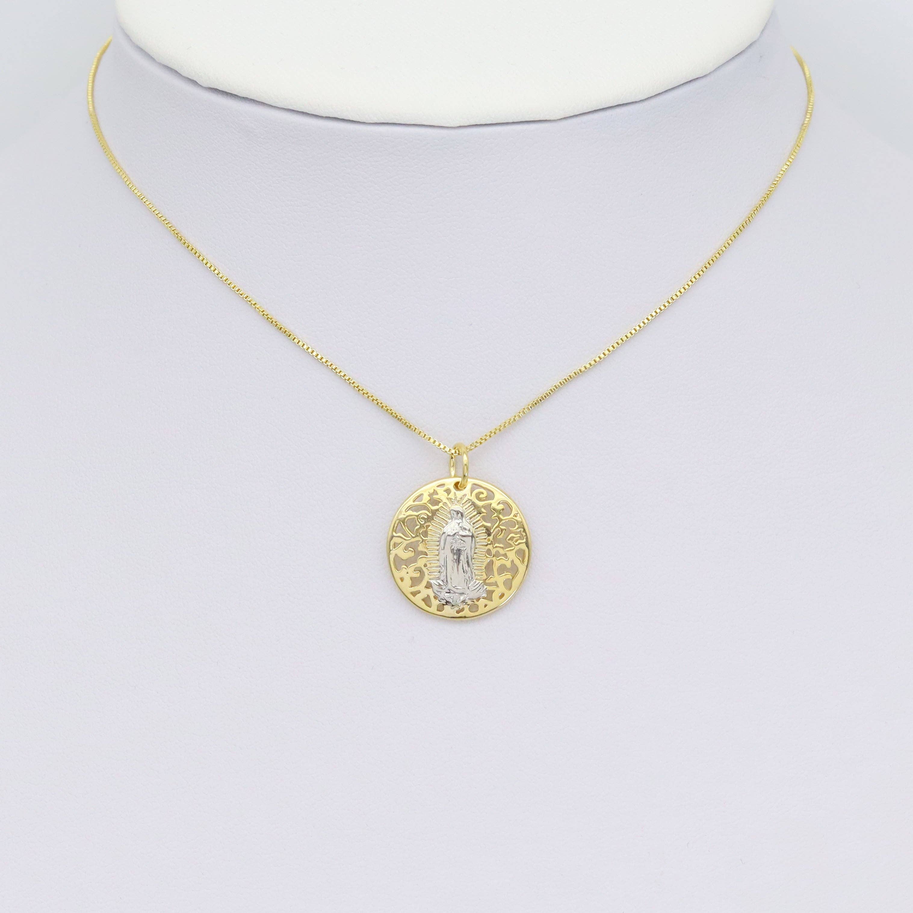 Dual color Virgin Mary Filigree Charm, Sku#Z1479
