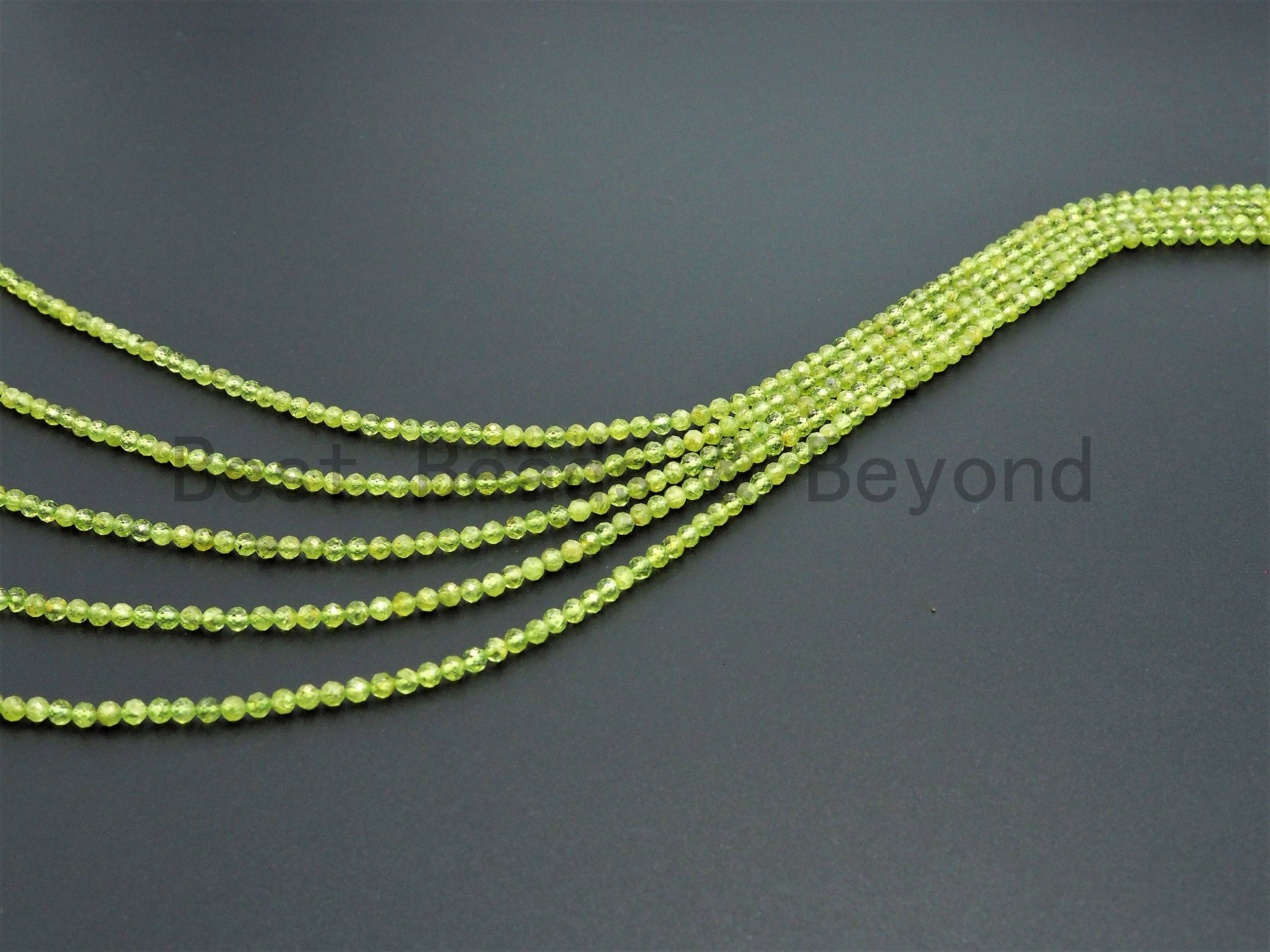 High Quality Natural Olivine Peridot Round Faceted beads, 2mm/3mm/4mm Tiny Sparkly Peridot Gemstone Beads, 15.5inch strand, SKU#U358