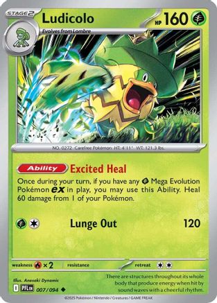 Ludicolo 007/094 - ME02 Phantasmal Flames Reverse Holofoil