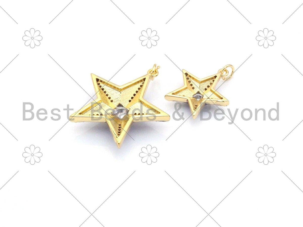 Colorful Enamel Five Point Star Shape Pendant, 18K Gold Filled CZ Micro Pave Enamel Charm,Enamel Jewelry,26x28/17x20mm,Sku#F1407