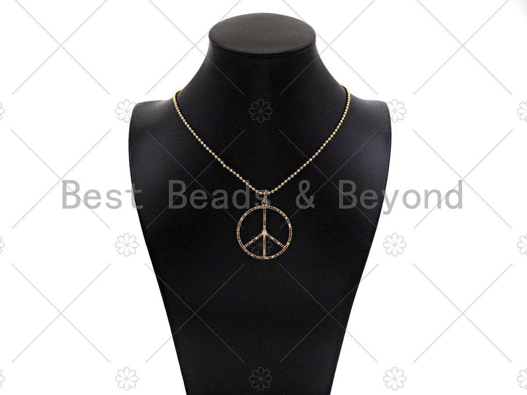 CZ Micro Pave Peace Symbol Pendant/Charm,sku#ML42