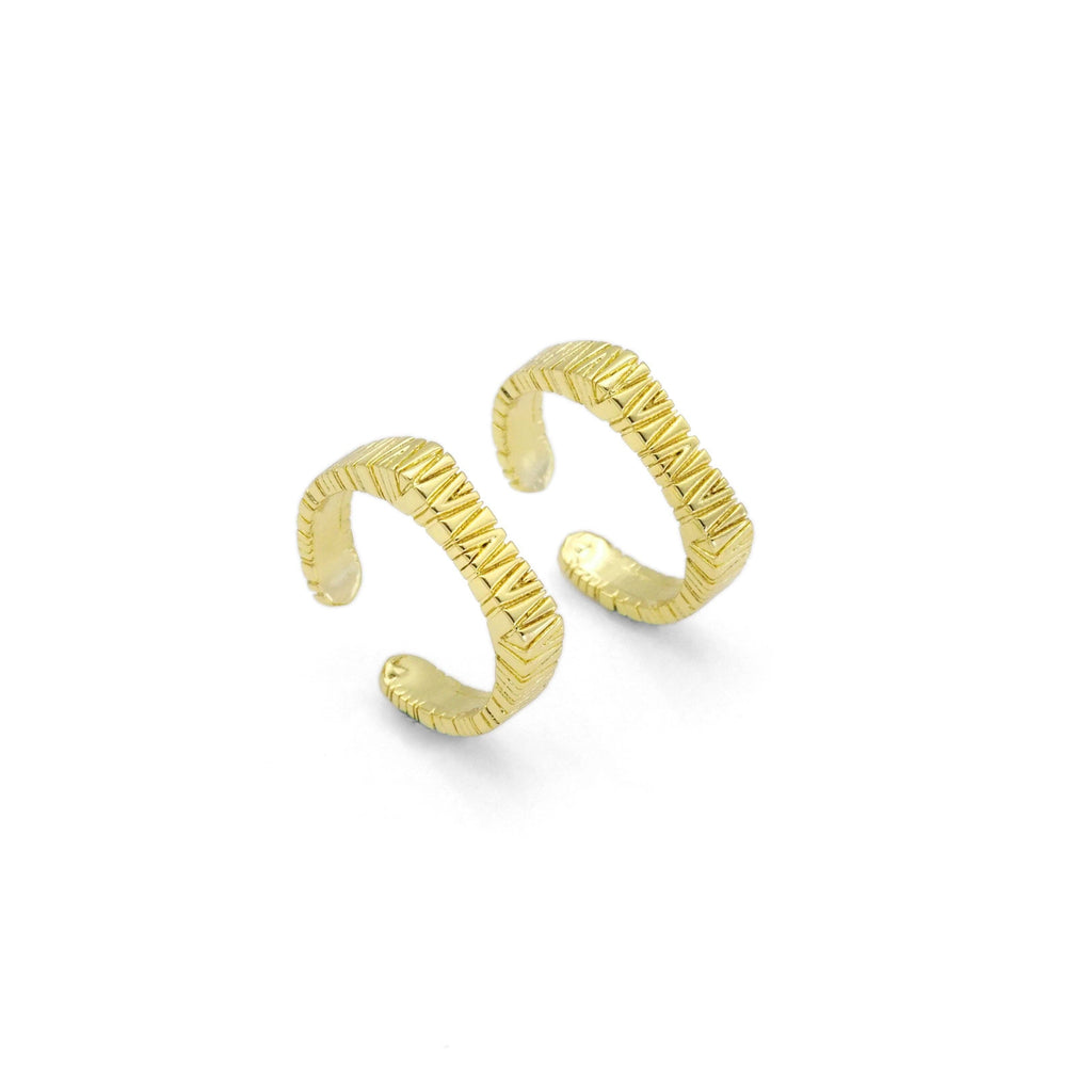 Gold  Textured Bar Adjustable Ring, Sku#Y814