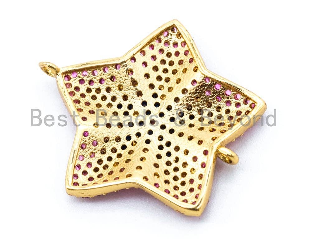 CZ Micro Pave Five Point Star Connector, 22mm, sku#E149