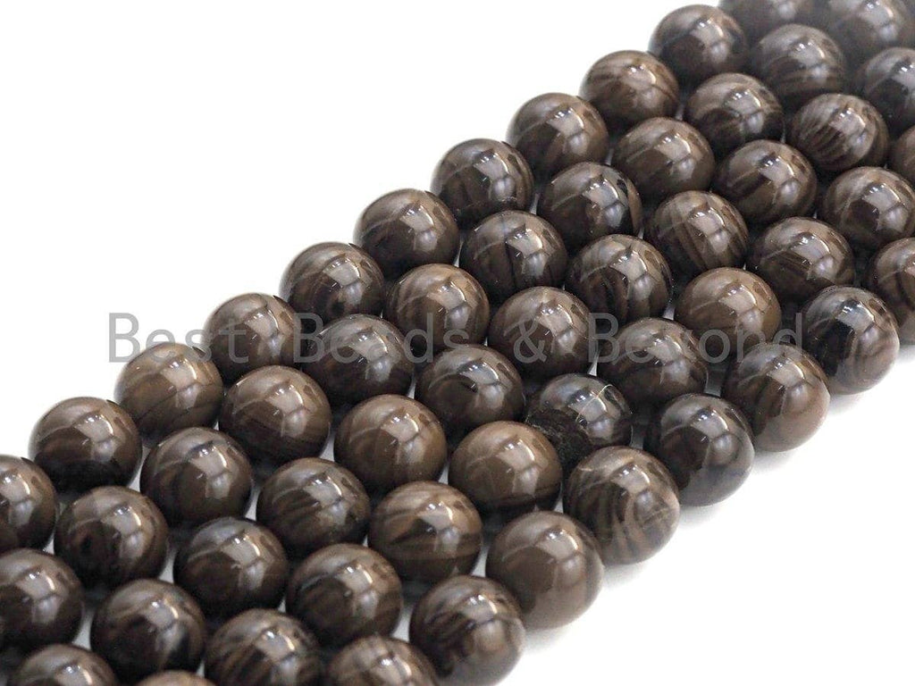 Natural Coffee Grain Jasper , Round Smooth 6mm/8mm/10mm/12mm, 15.5" Full Strand, sku#U637