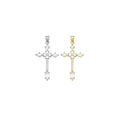 Gold Clear Oval CZ Cross Charm Pendant, Sku#LD639