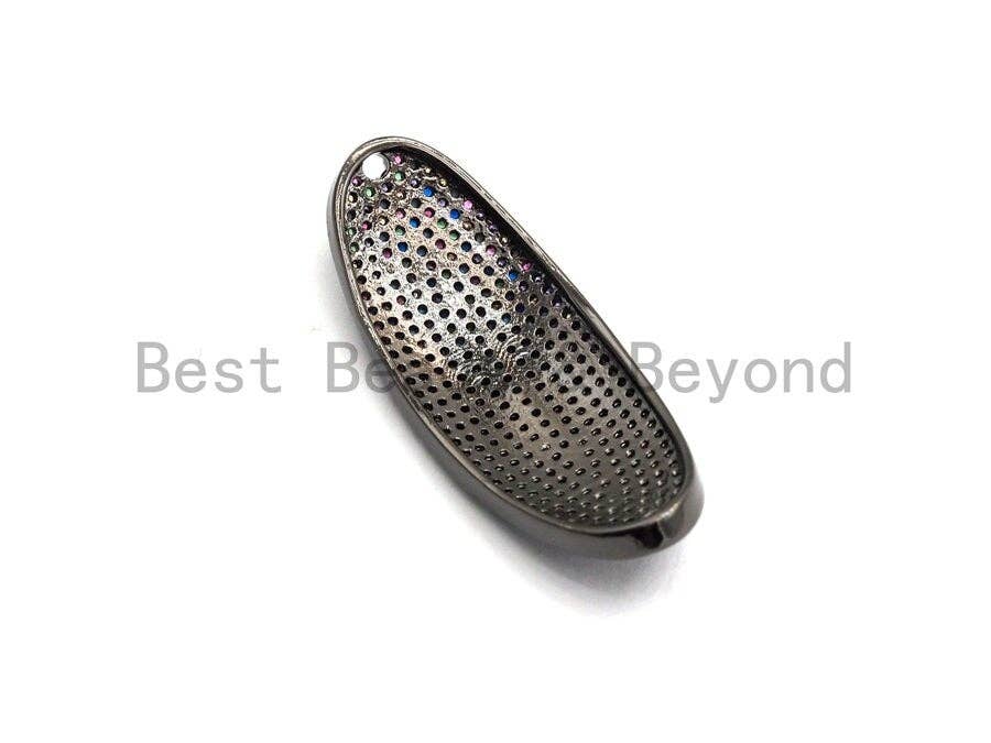 Colorful CZ Micro Pave 14x38mm Slab Oval Two Hole Bracelet Connector, Cubic Zirconia Connector/Link,sku#E414C