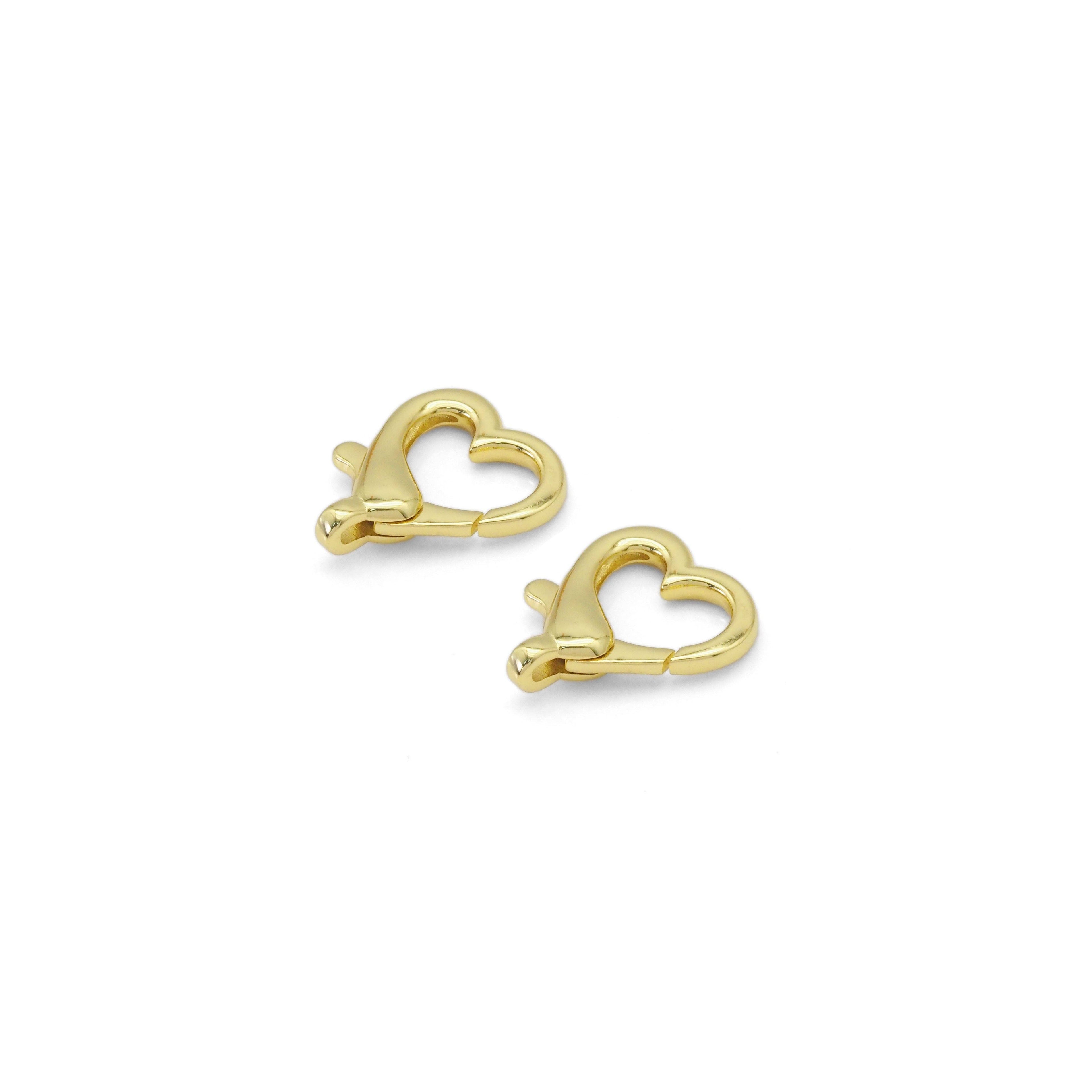 Plain Gold Heart Lobster Claw Clasp , Sku#Y841