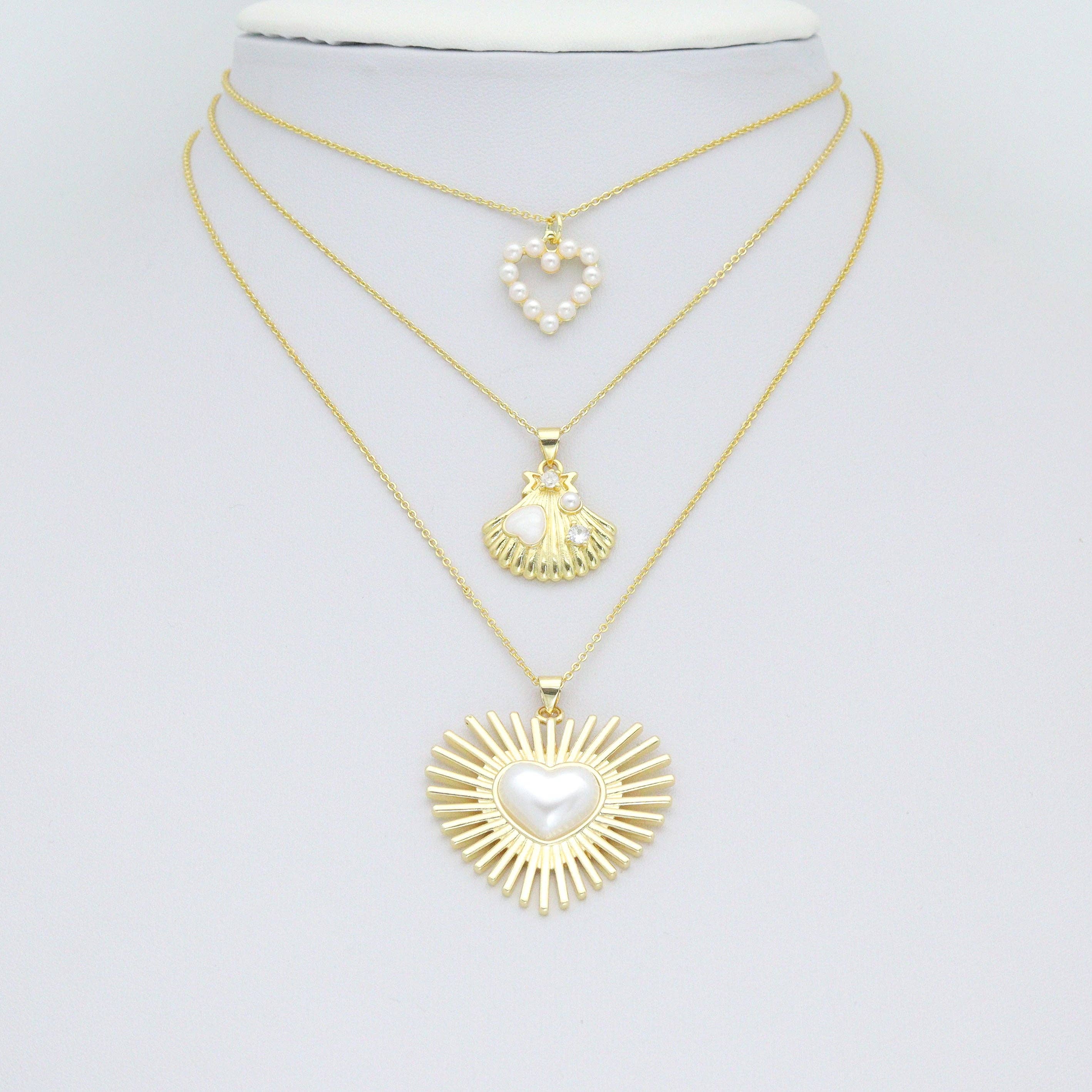 White Pearl Heart White Cross Shell Starfish Charm Pendant,Sku#LD746