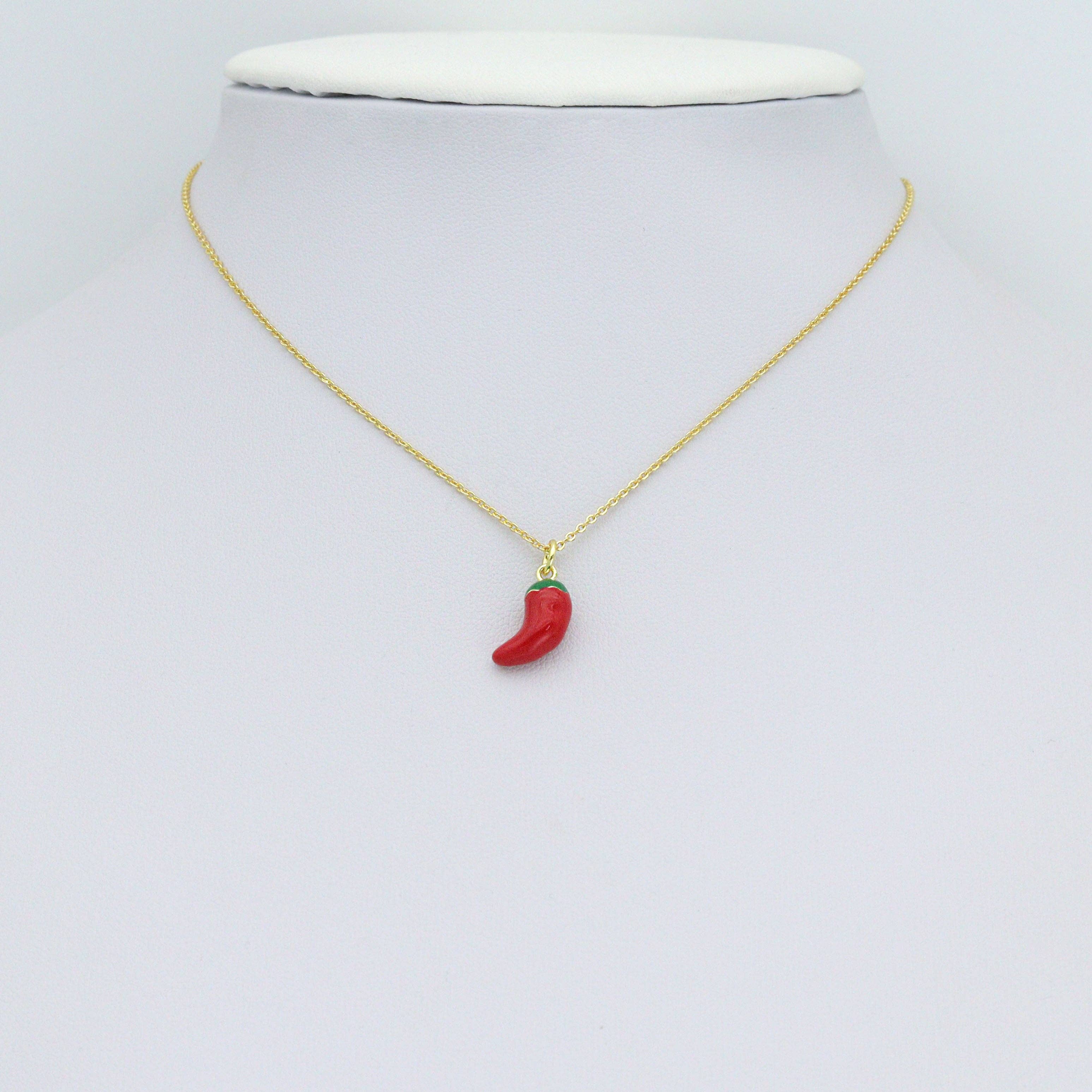 Clear CZ White Pearl Red Chili Charm Pendant,Sku#A495
