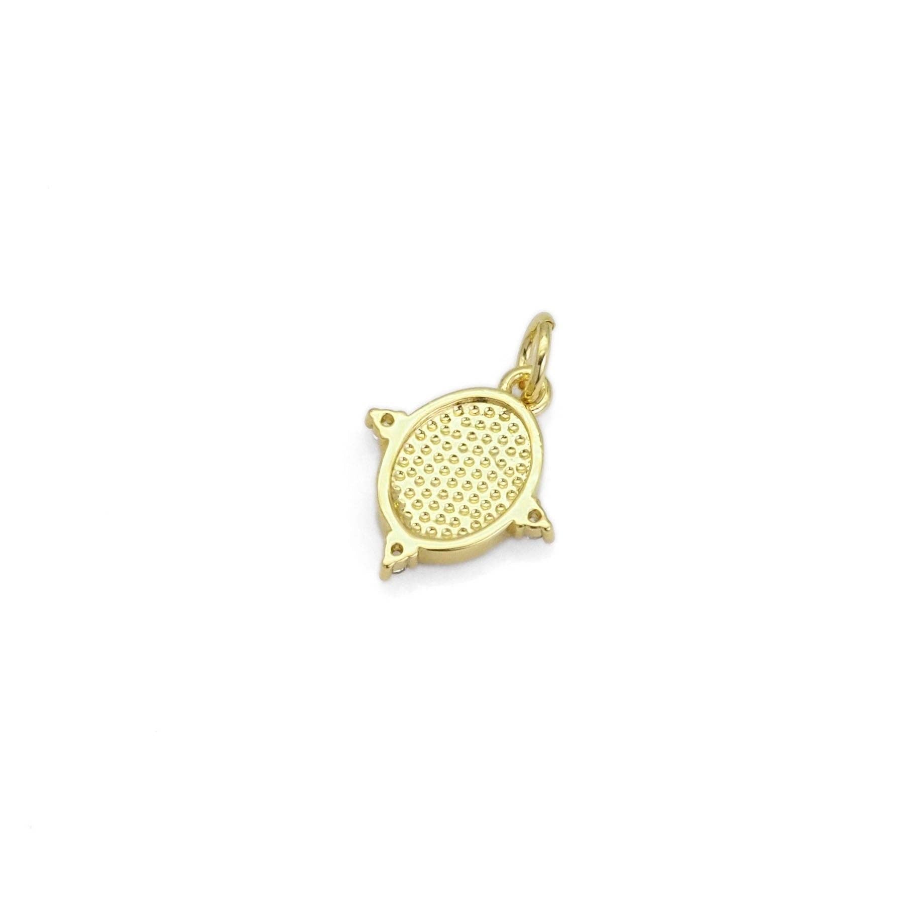 Gold Mop black white  Cresent Moon Star Oval Charm, Sku#LX286