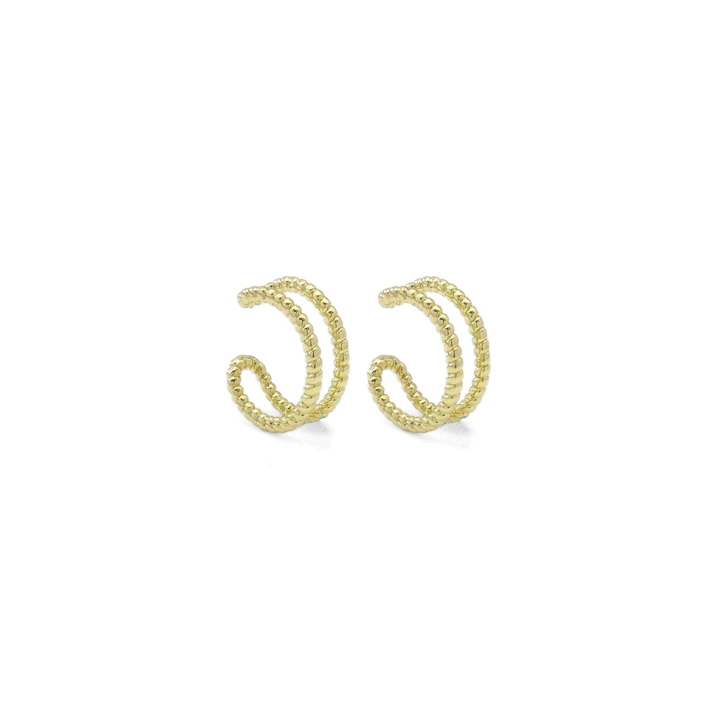 Gold Double Line Twisted Ear Cuff, Sku#LX314