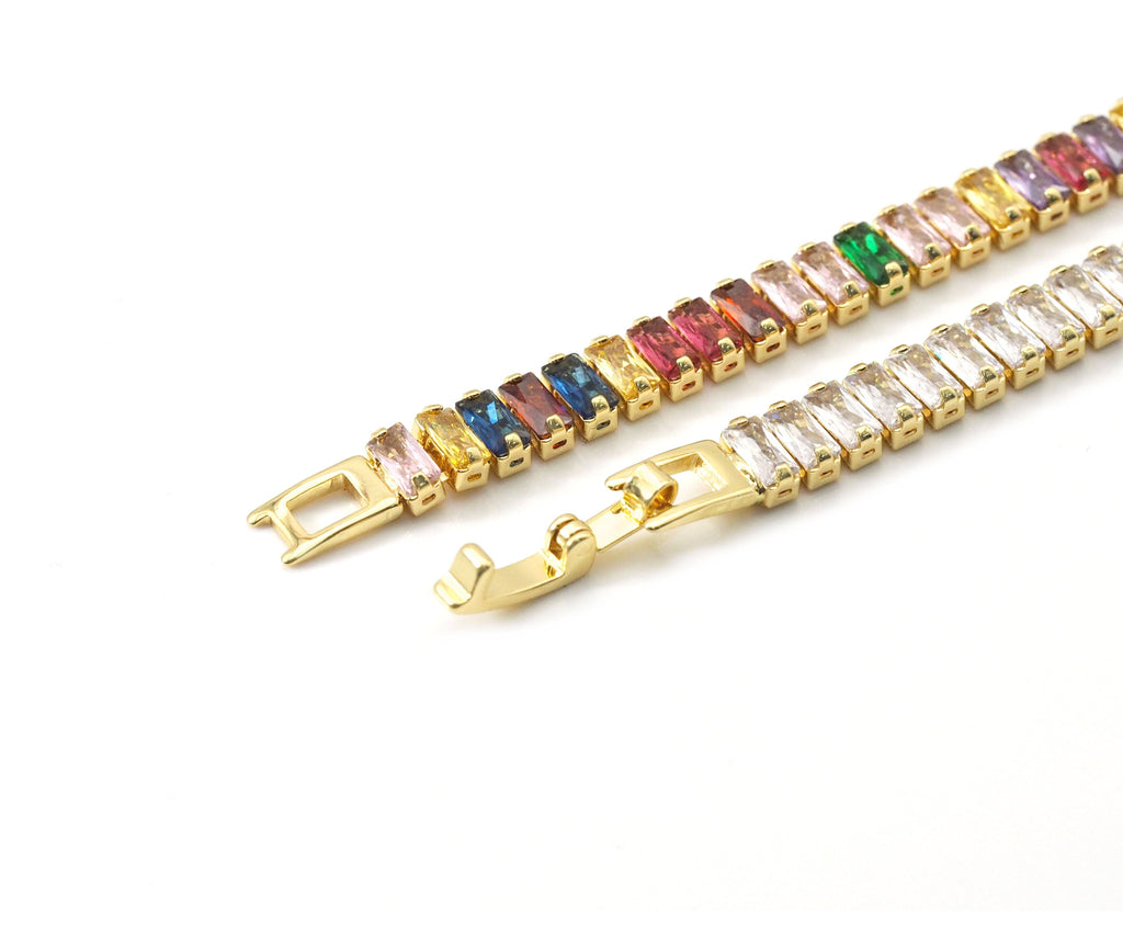 Baguette CZ  Bracelet,Sku#LD348