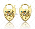 CZ Micro Pave Colorful Snake Padlock Heart Clasp Charms, Colorful Snake On Padlock Clasp, Padlock Necklace Charms, 17x25mm, Sku#K167